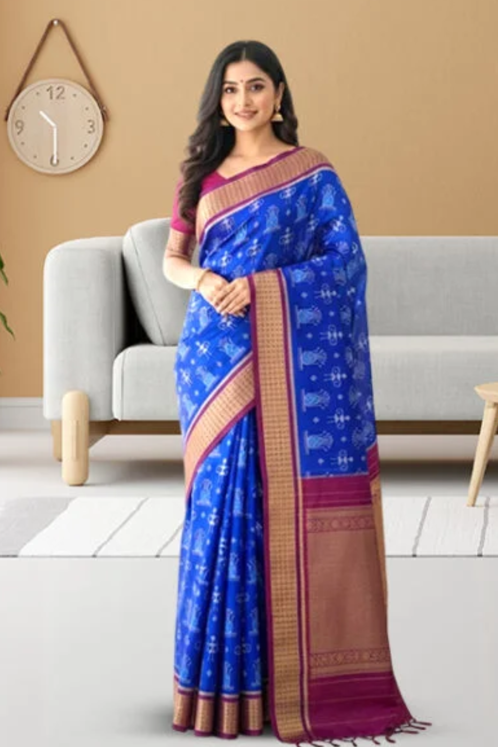 Untitled design – 2025-11-25T130035.750 Sambalpuri Sillk (Patta) Special Tribal Design with Tissue Anchal - Image 1