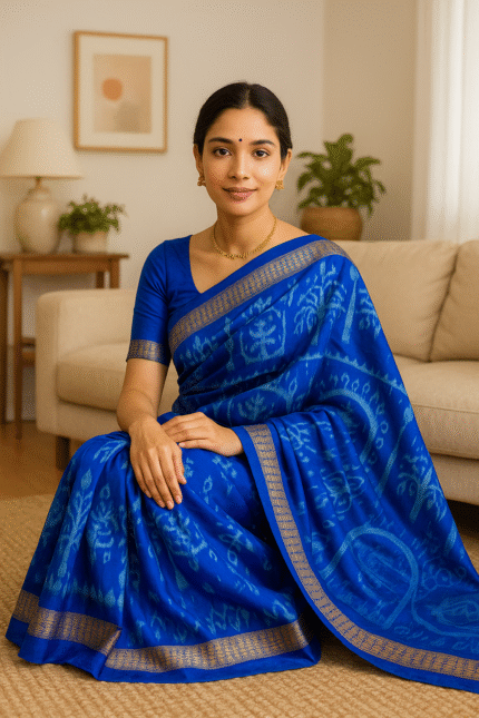 NeelShree Ikat Sambalpuri Silk (Patta) with Blouse