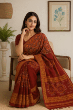 Marigold Heritage Ikat Sambalpuri Cotton with Blouse