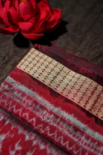 Garnet Heritage Ikat Sambalpuri Silk (Patta) with Blouse - Image 2