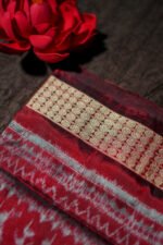 Garnet Heritage Ikat Sambalpuri Silk (Patta) with Blouse - Image 3