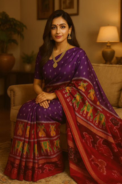 Royal Gajashree Ikat Khandua Silk (Patta)