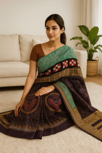 Vrindika Royal Ikat Sambalpuri Cotton with Blouse