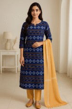 Indigo Heritage Ikat Ensemble Sambalpuri Cotton Dress