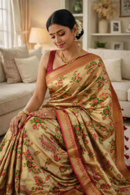 Suvarna Pushpa Kanjivaram Fancy Silk(Patta) with Blouse