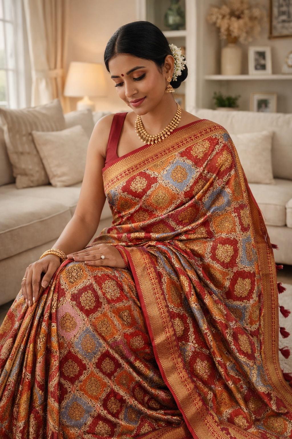 ChatGPT Image Dec 26, 2025, 12_53_50 PM Raktima Viraasat Kanjivaram Fancy Silk(Patta) with Blouse - Image 1