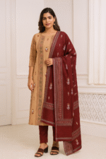 Royal Maroon Noor Sambalpuri Cotton Dress
