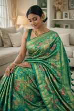 Emerald Pushpika Kanjivaram Fancy Silk(Patta) with Blouse