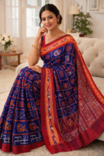 Neel Gaj Ikat Saree Sambalpuri Cotton