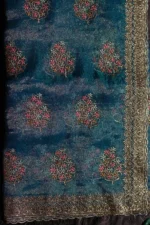 Teal Blossom Fancy Saree - Image 2