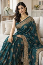 Teal Blossom Fancy Saree