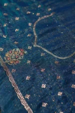 Teal Blossom Fancy Saree - Image 5