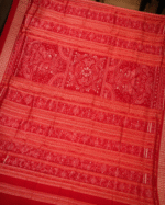 Sambalpuri Pata Silk Pasapalli Saree with Contrast Anchal & Stripe Blouse Piece - Image 3