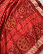 Sambalpuri Plain Pata Silk Pasapalli Saree with Kumbha Border, Contrast Anchal & Blouse Piece - Image 3