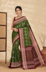 Sambalpuri Pata Silk Saree with Contrast Anchal & Blouse Piece