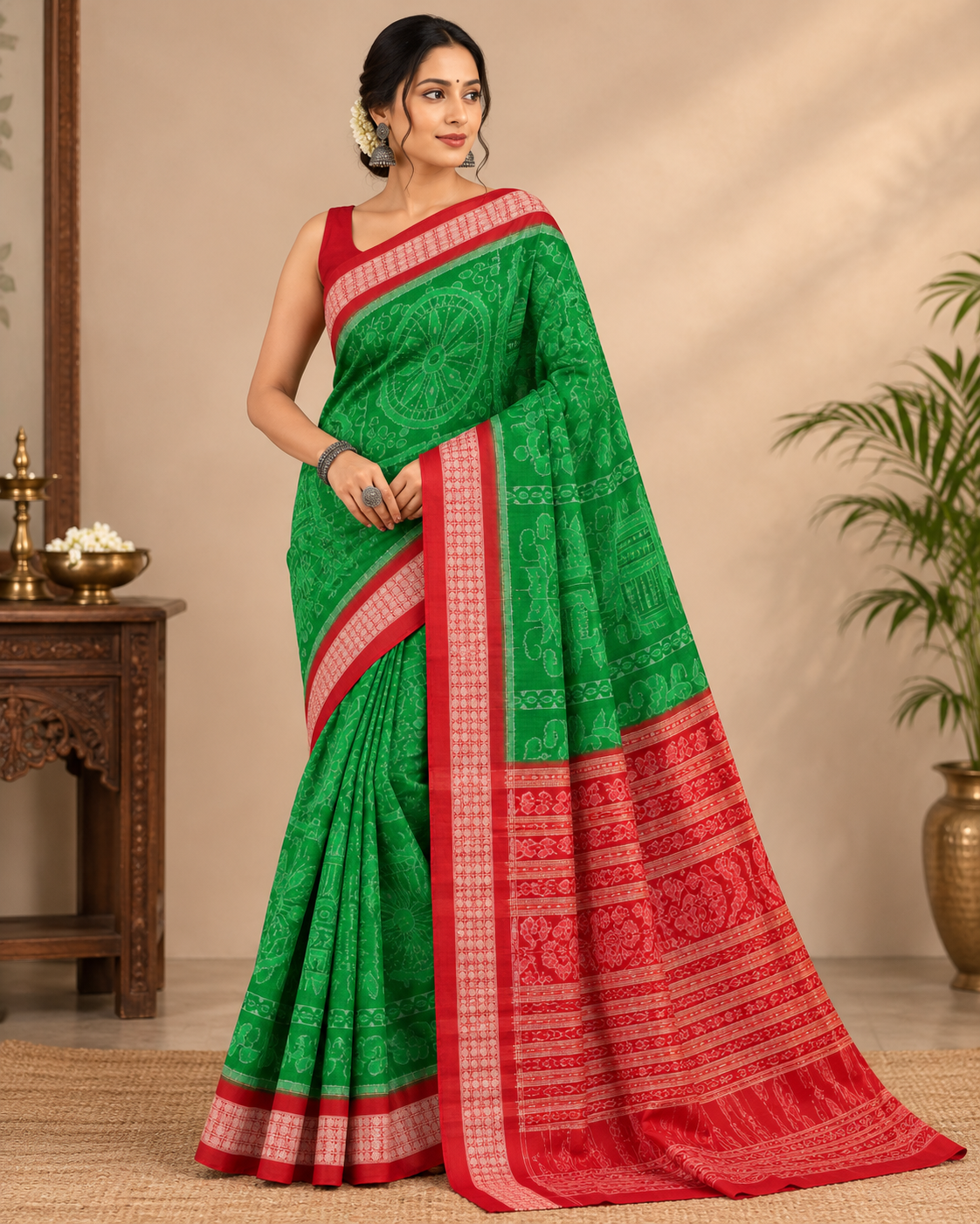 ChatGPT Image Aug 2, 2026, 12_30_00 PM Sambalpuri Pata Silk Saree with Blouse Piece - Image 1