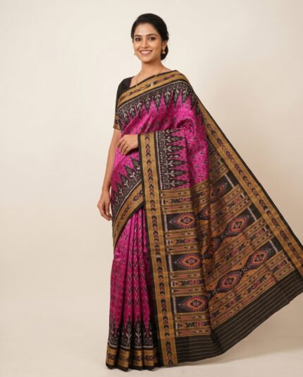 Khandua Pata Silk Pasapalli Border Saree with Blouse Piece