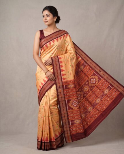Khandua Pata Silk Saree with Kumbha Border