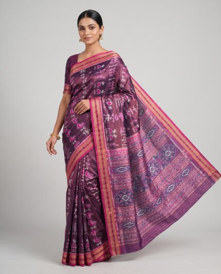 Khandua Pata Silk Saree with Nabakoti Design & Kumbha Border