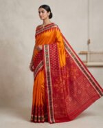 Sambalpuri Pata Silk Pasapalli Border Saree with Tera Kota Design, Contrast Anchal & Blouse Piece