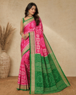 Sambalpuri Pata Silk Saree with Contrast Anchal & Blouse Piece