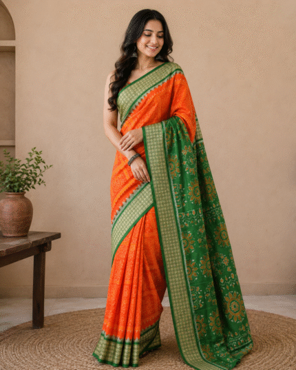 Sambalpuri Pata Silk Saree with Blouse Piece