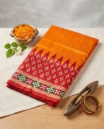 Sambalpuri Pata Silk Pasapalli Border Saree with Tera Kota Design, Contrast Anchal & Blouse Piece - Image 2