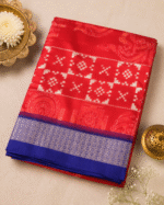 Sambalpuri Pata Silk Pasapalli Saree with Contrast Anchal & Stripe Blouse Piece - Image 2