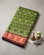 Sambalpuri Pata Silk Pasapalli Border Saree with Contrast Anchal & Blouse Piece - Image 2