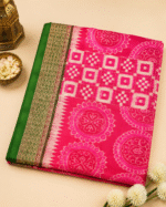Sambalpuri Pata Silk Saree with Contrast Anchal & Blouse Piece - Image 2
