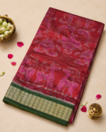 Sambalpuri Pata Silk Saree with Contrast Anchal & Blouse Piece - Image 2