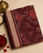 Sambalpuri Plain Pata Silk Pasapalli Saree with Kumbha Border, Contrast Anchal & Blouse Piece - Image 2