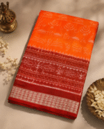 Sambalpuri Pata Silk Saree with Contrast Anchal & Blouse Piece - Image 2